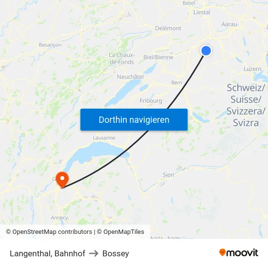 Langenthal, Bahnhof to Bossey map