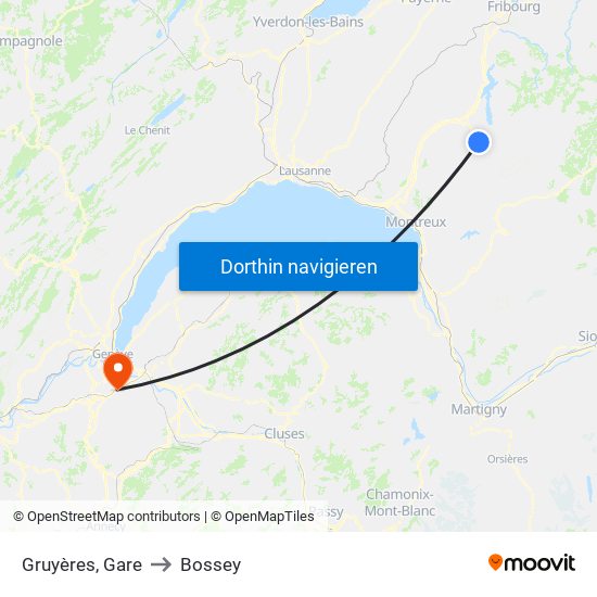 Gruyères, Gare to Bossey map