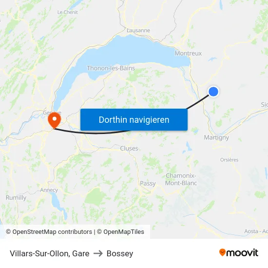Villars-Sur-Ollon, Gare to Bossey map