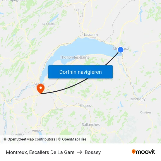 Montreux, Escaliers De La Gare to Bossey map