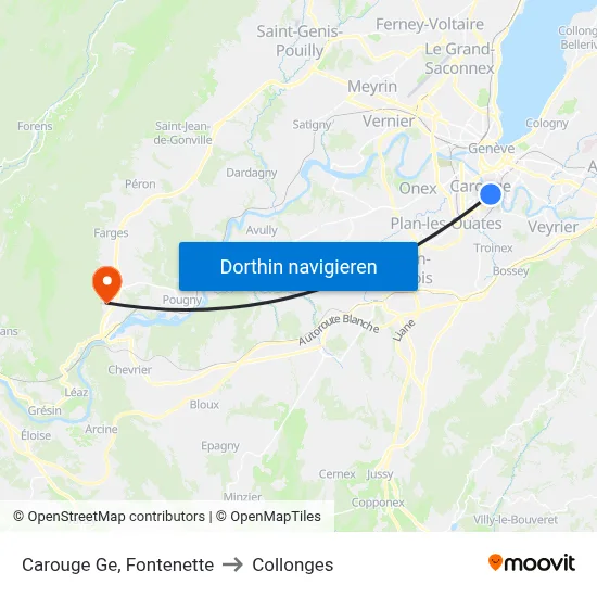 Carouge Ge, Fontenette to Collonges map