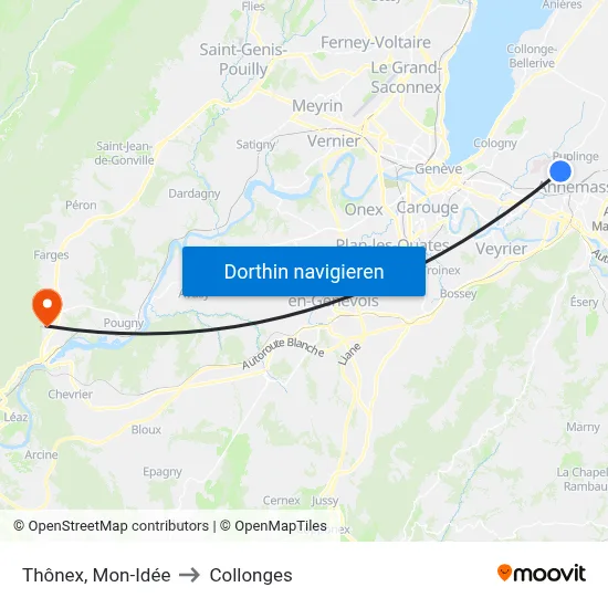 Thônex, Mon-Idée to Collonges map