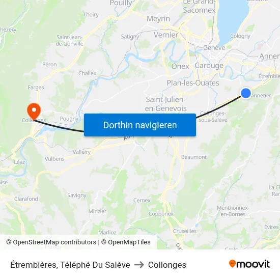 Étrembières, Téléphé Du Salève to Collonges map