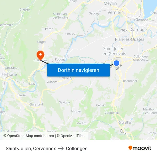 Saint-Julien, Cervonnex to Collonges map