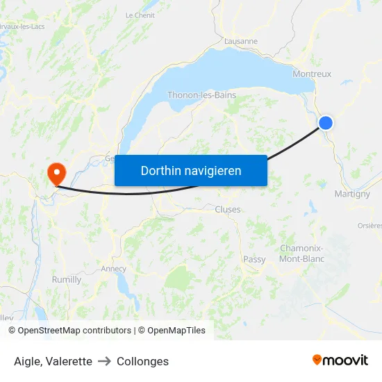 Aigle, Valerette to Collonges map