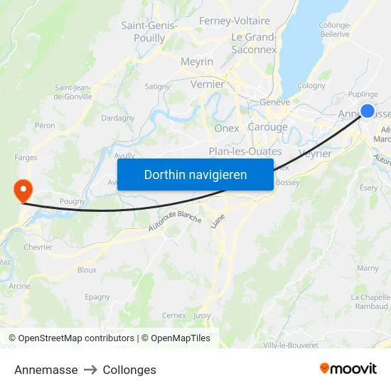 Annemasse to Collonges map