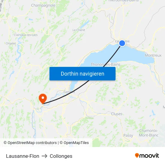 Lausanne-Flon to Collonges map