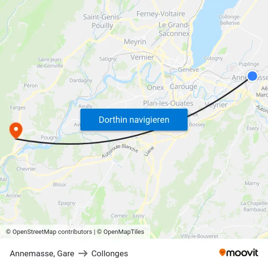 Annemasse, Gare to Collonges map