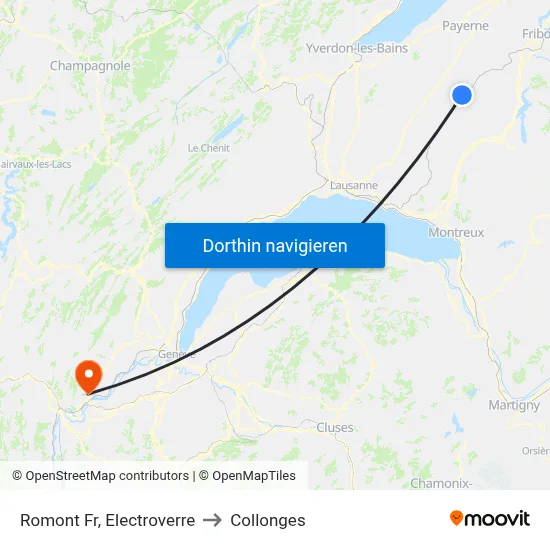 Romont Fr, Electroverre to Collonges map