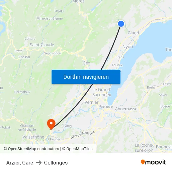 Arzier, Gare to Collonges map