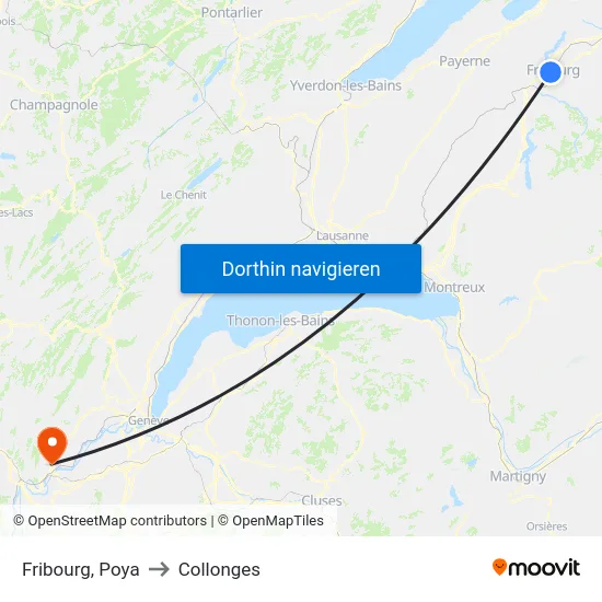 Fribourg, Poya to Collonges map