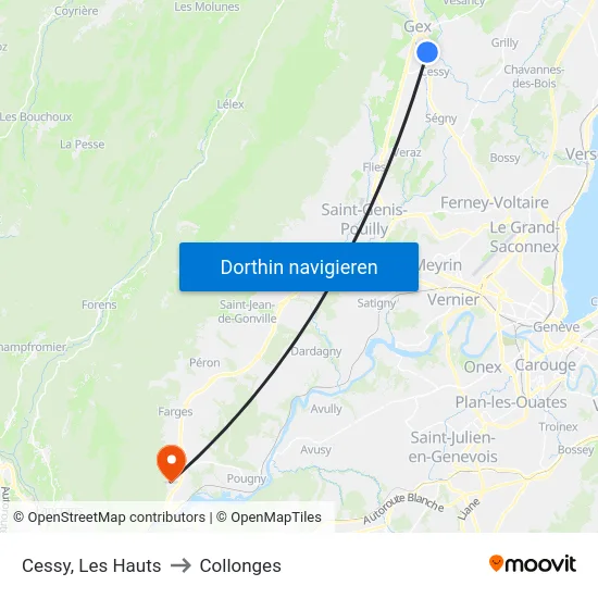 Cessy, Les Hauts to Collonges map