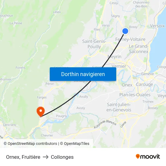 Ornex, Fruitière to Collonges map