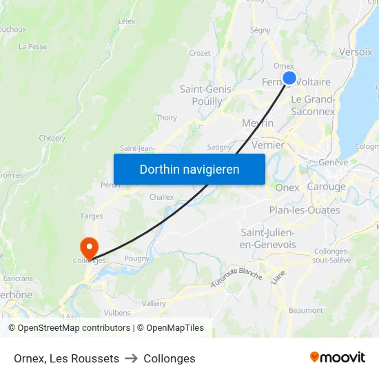 Ornex, Les Roussets to Collonges map