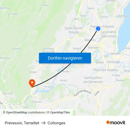 Prévessin, Terraillet to Collonges map