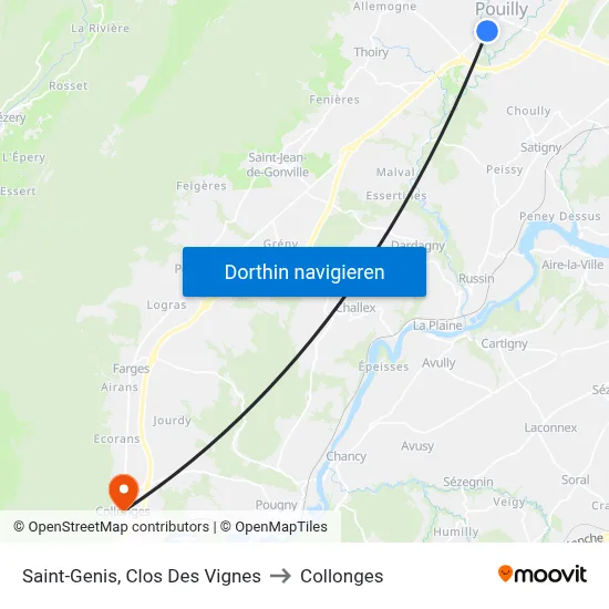 Saint-Genis, Clos Des Vignes to Collonges map
