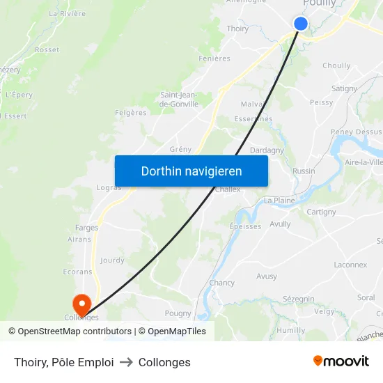 Thoiry, Pôle Emploi to Collonges map