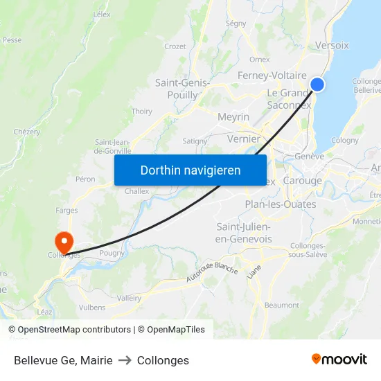 Bellevue Ge, Mairie to Collonges map