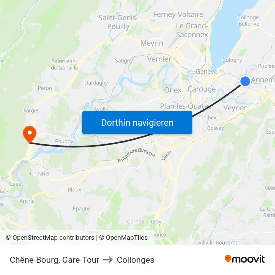 Chêne-Bourg, Gare-Tour to Collonges map