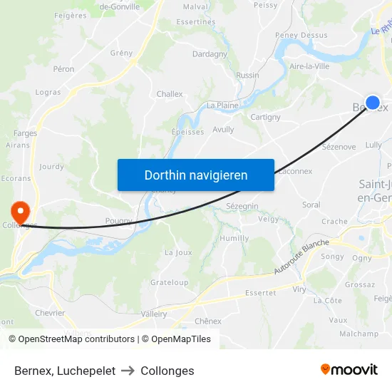 Bernex, Luchepelet to Collonges map