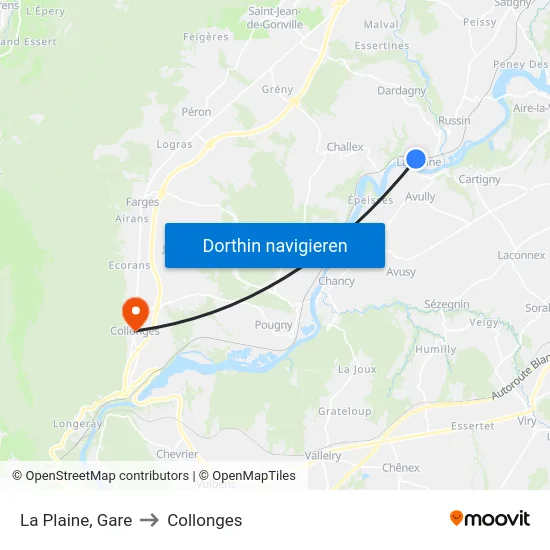 La Plaine, Gare to Collonges map
