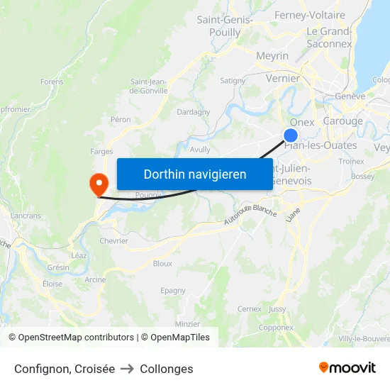 Confignon, Croisée to Collonges map