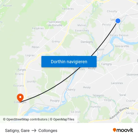 Satigny, Gare to Collonges map