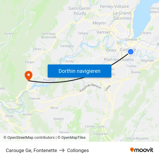 Carouge Ge, Fontenette to Collonges map