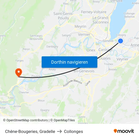 Chêne-Bougeries, Gradelle to Collonges map
