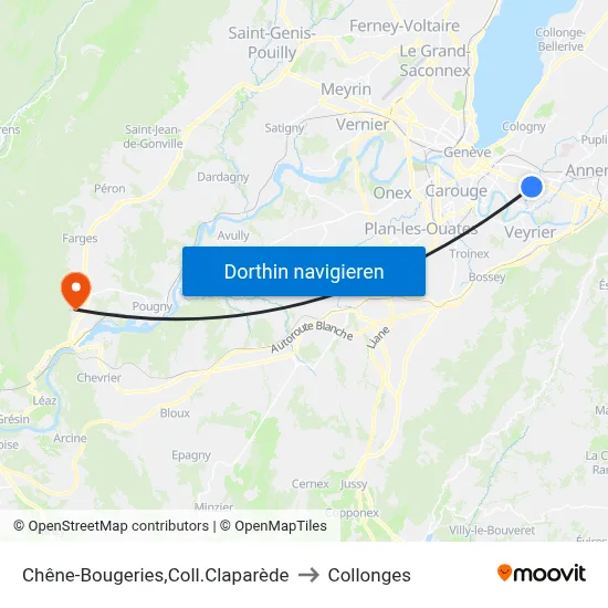 Chêne-Bougeries,Coll.Claparède to Collonges map