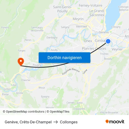 Genève, Crêts-De-Champel to Collonges map