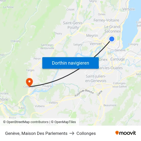 Genève, Maison Des Parlements to Collonges map