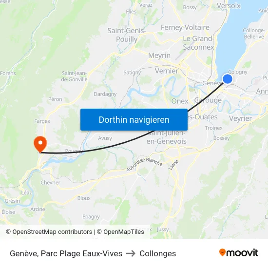 Genève, Parc Plage Eaux-Vives to Collonges map