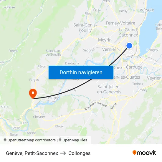 Genève, Petit-Saconnex to Collonges map