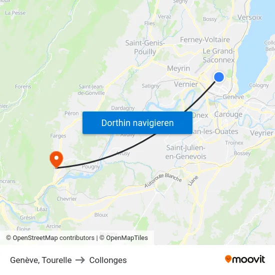 Genève, Tourelle to Collonges map
