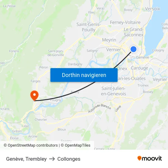 Genève, Trembley to Collonges map