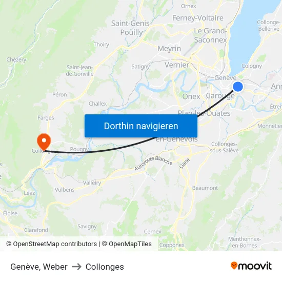 Genève, Weber to Collonges map