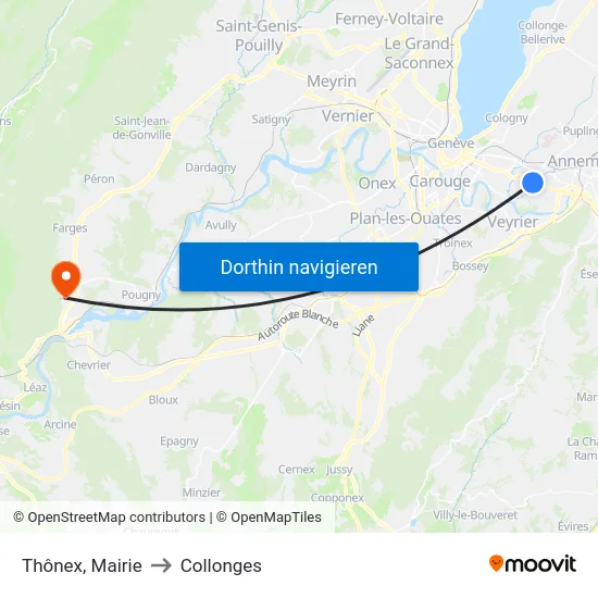 Thônex, Mairie to Collonges map