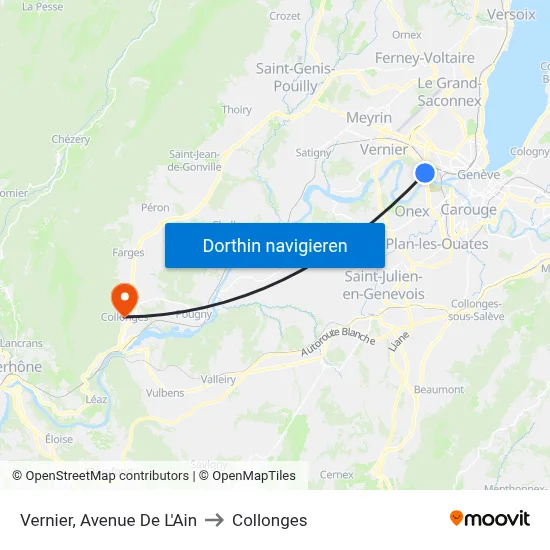 Vernier, Avenue De L'Ain to Collonges map