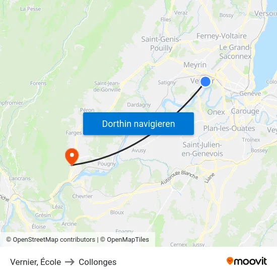Vernier, École to Collonges map