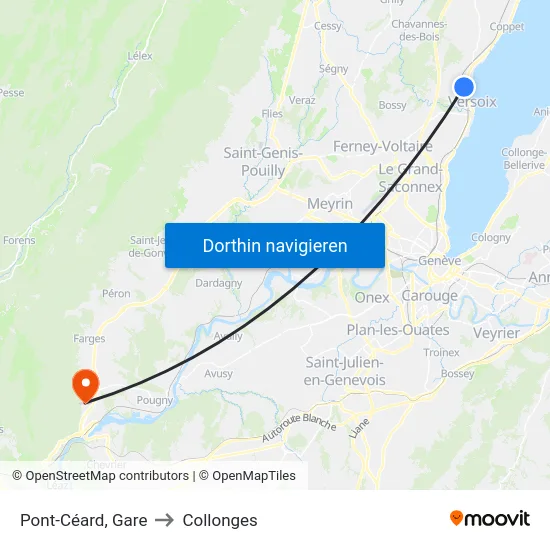 Pont-Céard, Gare to Collonges map