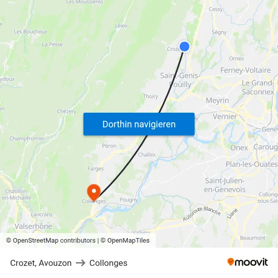 Crozet, Avouzon to Collonges map