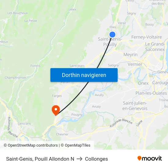 Saint-Genis, Pouill Allondon N to Collonges map