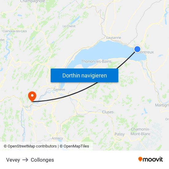 Vevey to Collonges map