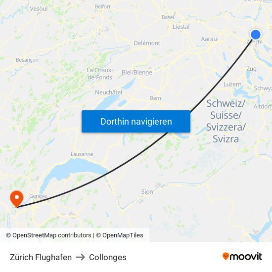 Zürich Flughafen to Collonges map