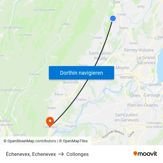 Échenevex, Echenevex to Collonges map