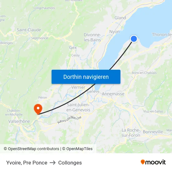 Yvoire, Pre Ponce to Collonges map