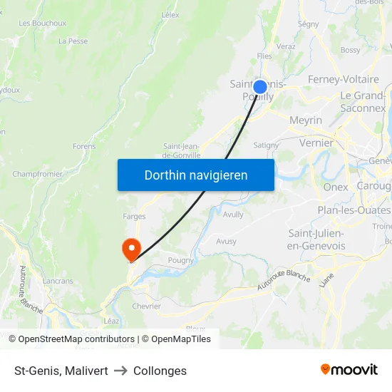 St-Genis, Malivert to Collonges map