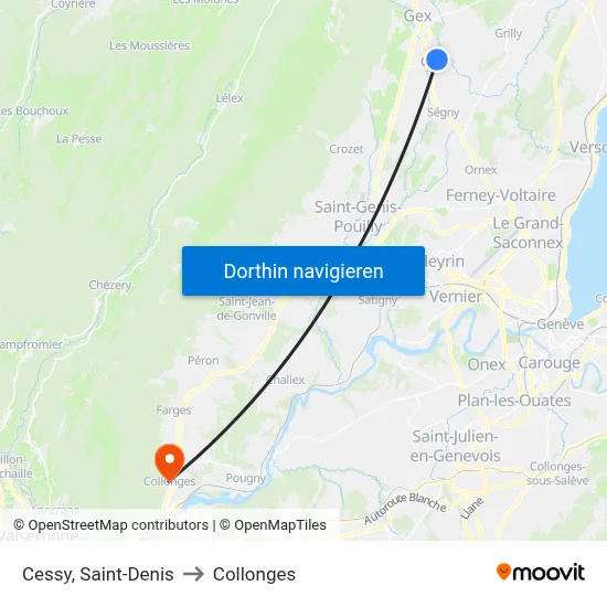 Cessy, Saint-Denis to Collonges map