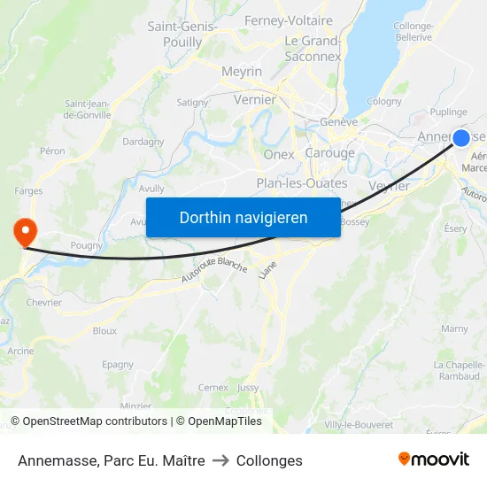 Annemasse, Parc Eu. Maître to Collonges map